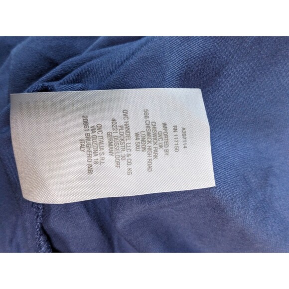 NWOT Belle Kim Gravel Slub Knit Double Ruffle V-Neck Top Indigo Sz M 229 - Picture 8 of 8